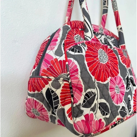 EUC Vera Bradley Bowler Purse Cheery Blossoms Satchel Shoulder Bag W/ Coin Purse - Picture 12 of 14